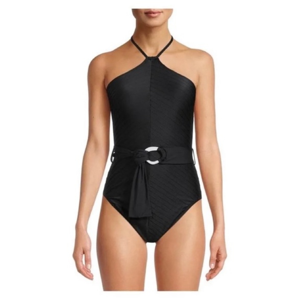 Time and Tru Women's Halter Chevron One-Piece Swimsuit - L (12-14) - Picture 2 of 12